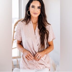 Vici Light Blush Wrap Short Sleeve Top